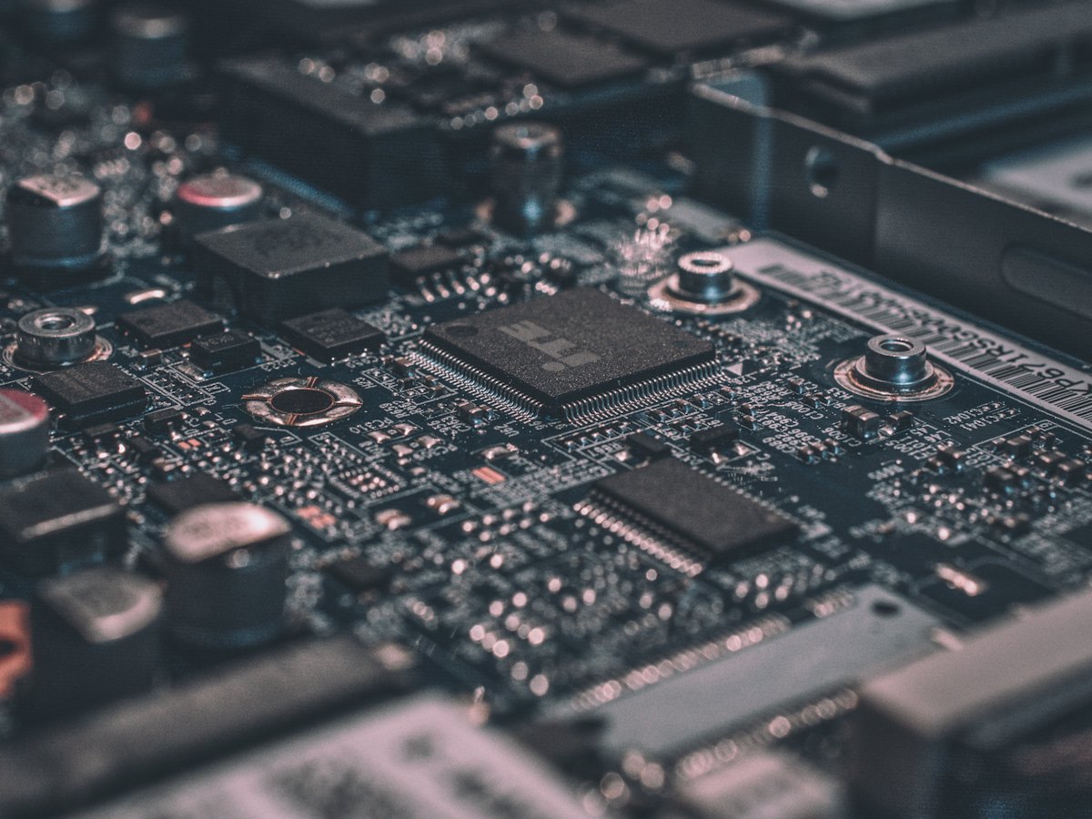 Close-up of a dark circuit board